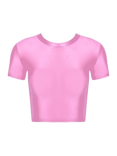 FEESHOW Women's Glossy Short Sleeve Crop Tops T-Shirt Gym Yoga Sports Tops AU - Picture 21 of 80