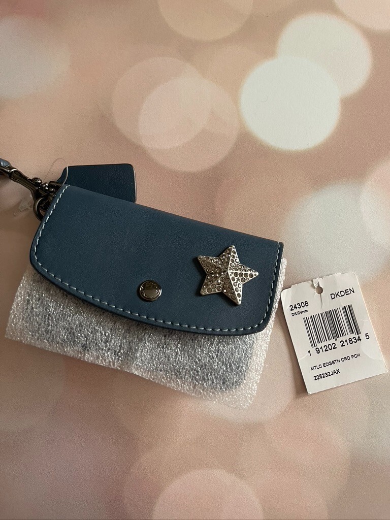 Coach Card Pouch Wristlet Wallet 24308 Denim W Star Motif | eBay