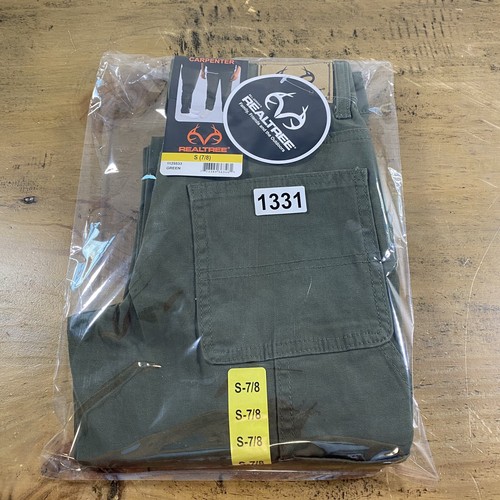 REALTREE Boys/Youth Canvas Carpenter Pants Size Small 7/8 - Olive Green New - Picture 12 of 12