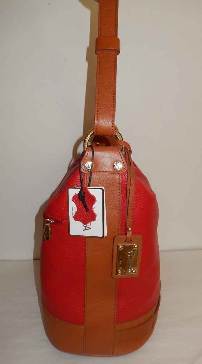 VALENTINA ITALIAN LEATHER CONVERTIBLE BUCKET TOTE/HOBO IN  display picture 1