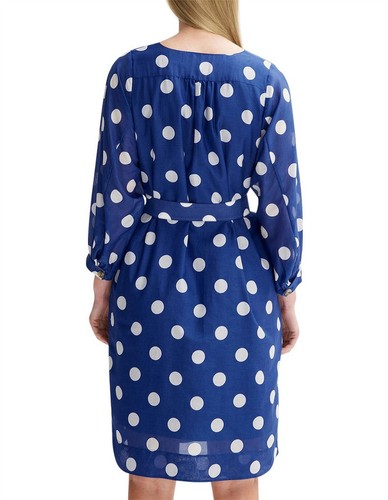 TRENERY Size 8 Small Cotton Silk Blue Spot Midi Dress - Picture 4 of 10
