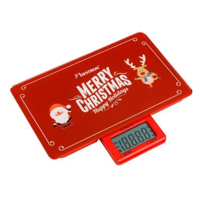 Bestron Digitale Glas Küchenwaage Merry Christmas, Waage max. 5 Kg, AKS300C