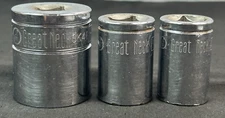 3 Great Neck 6 Pt 1/2" Drive Sockets ~ SAE & Metric 1 - 1/16" & 17mm, 18mm