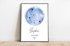Star Sign Print | Zodiac Print | Birthday Gift Print | Horoscope wall art, mini