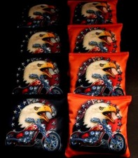 PATRIOTIC BALD EAGLE MOTORCYCLE HARLEY 8 ACA Regulation Cornhole Bean Bags B288