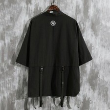 Men Cotton Line Coats Cardigan Kimono Jackets Loose Oversized Chinese Style