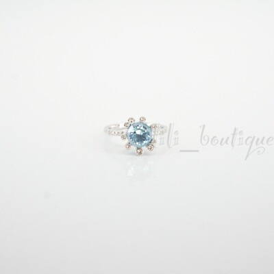 NIB New Swarovski 5482505 Olive Ring Aqua Blue Crystals Rhodium