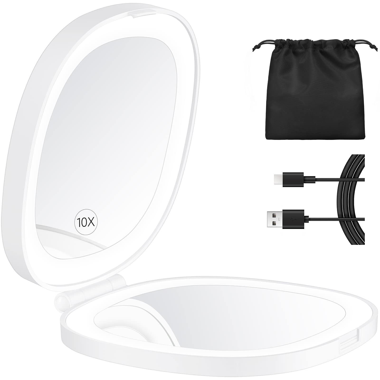 KEDSUM Lighted Compact Mirror, 1X/10X Magnifying Mirror, Travel Makeup Mirror...