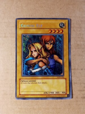 遊戯王　エルピィ　① Gemini Elf LON-000 unl Secret Rare Yugioh VLP/LP Misprint Reverse