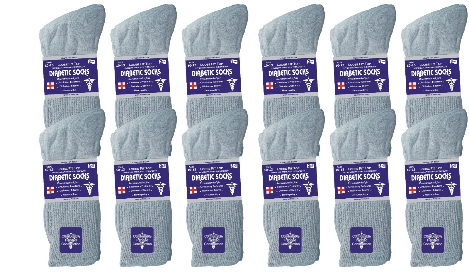 12 Pairs Men's Grey Diabetic Crew Socks Health Circulatory Calf Cotton 10-13
Opens in a new window o