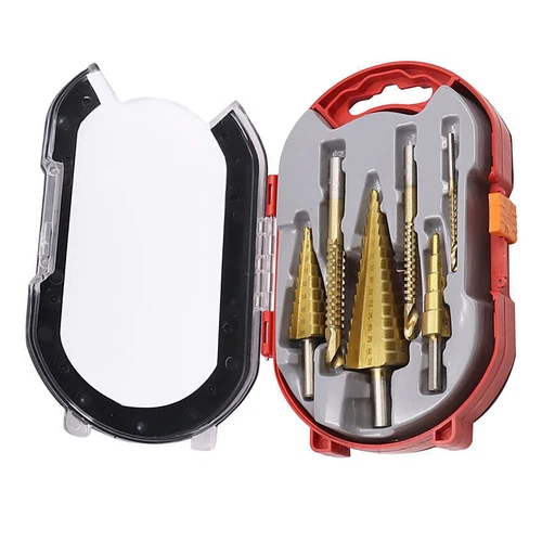 6Pcs Drill Bit Set Titanium Nitride Coated Steel Step Quick Change 1/4 Shank LS