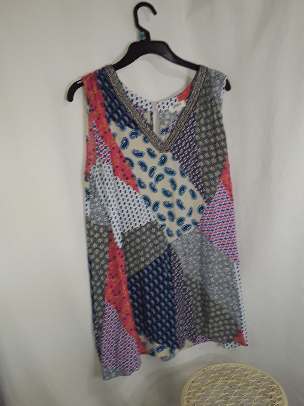Umgee Patchwork Sleeveless Tunic Blouse Size S Pa… - image 8