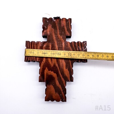 Kustom Art San Damiano Kreuz Aus Holz - Antikes Walnuss Design 17x12,5cm - Italienische Handwerkskunst