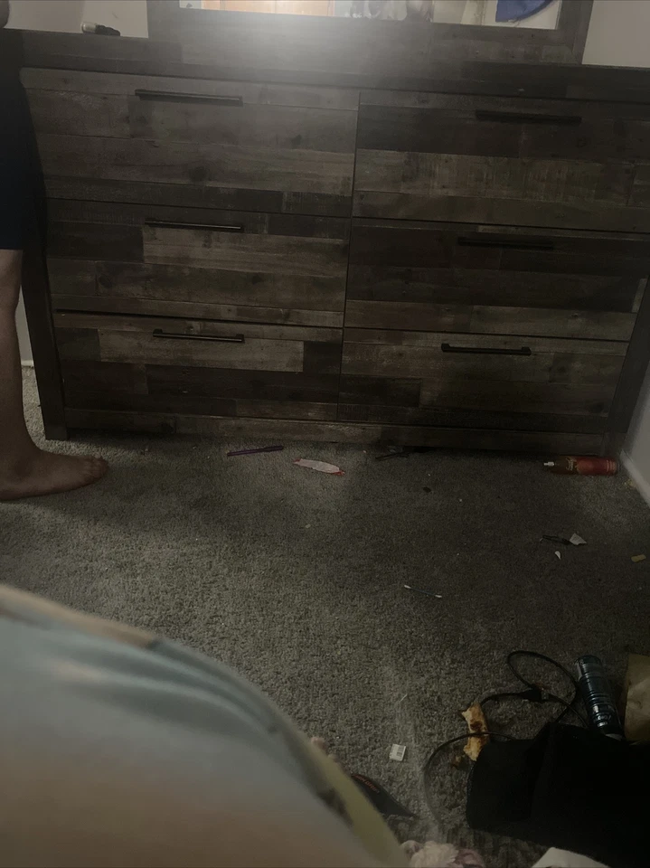 Cómoda de 6 cajones con espejo/moderna/casa de campo/urbana/madera sin terminar Foto 3 de 4