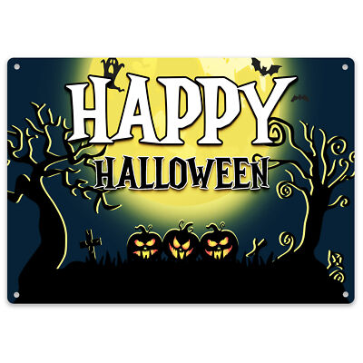 Personalisiert gruselig Happy Halloween Metallschild Familie individueller Name Innenbereich Außenbereich...