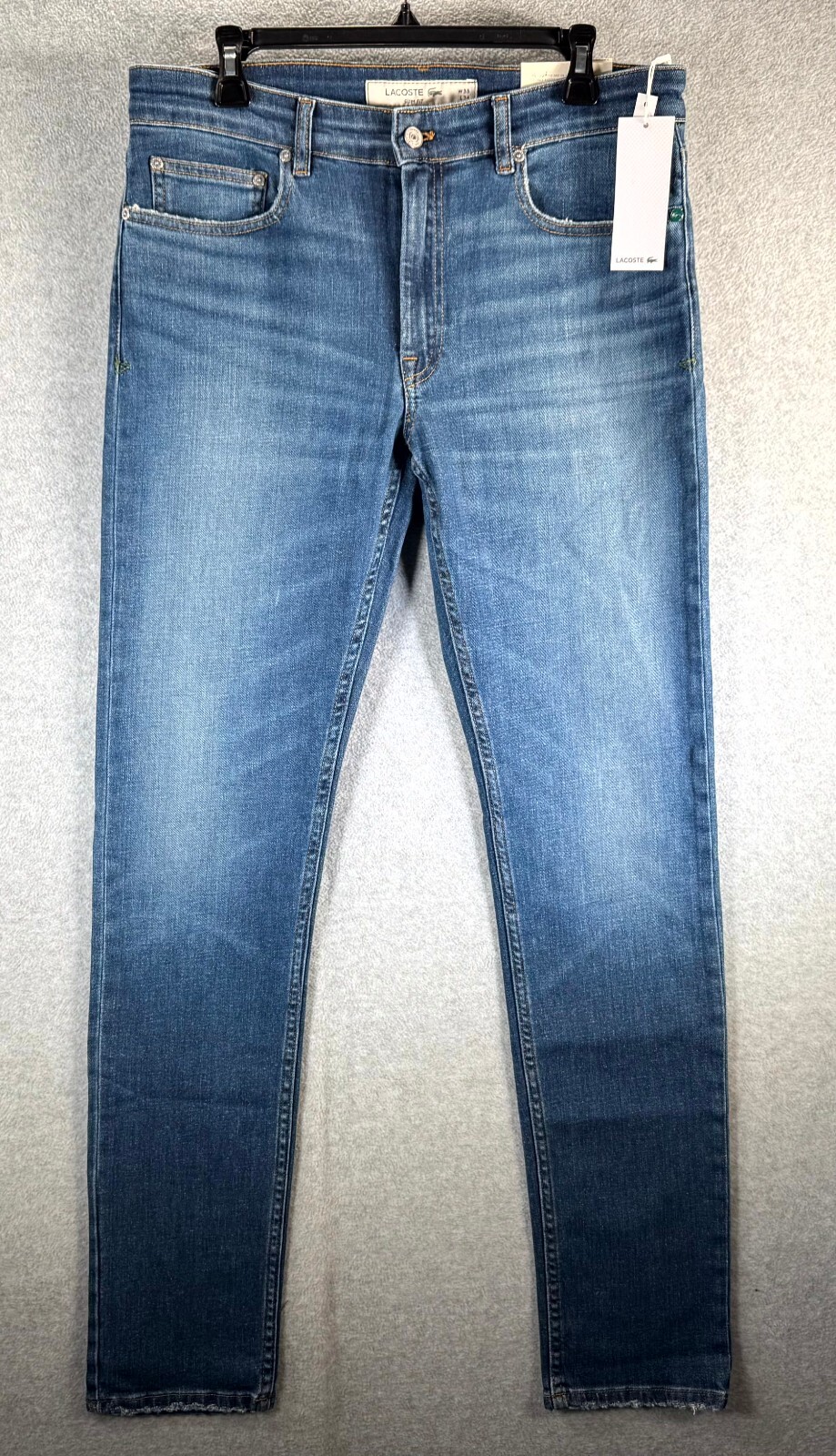 Lacoste Jeans Men's 33 X 34 Blue Denim Stretch Slim Fit Medium Wash Straight Leg