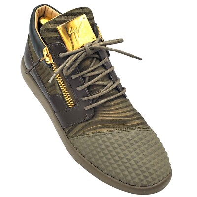 Italy Giuseppe Zanotti Pyramid Mens size 13 Green Leather Suede Sneaker Shoes 47