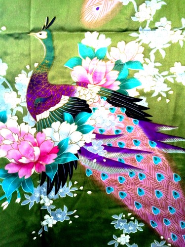 Elegante Mujer-Kimono Satén Abrigo de Mañana/Albornoz/Abrigo Casa Pavo Real - Imagen 62 de 66