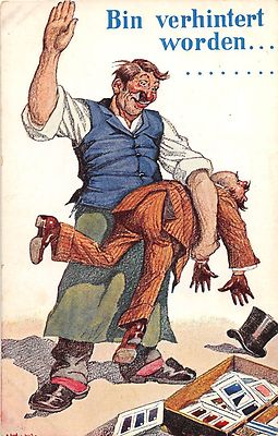 B93/ Germany Foreign Postcard c1910 Bin Verhintert Worden Spanking Comic 43