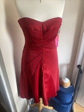 definitions Satin dress BNWT Ladies Red Size 10 Strapless / Straps Under Netting