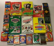 Old Vintage Baseball Cards In Unopened Packs From Wax Box, 200 Card Lot 1987-95