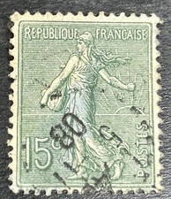 France Used Stamp - Semeuse Definitive, 1903 - Grey Green 15c, SG 316
