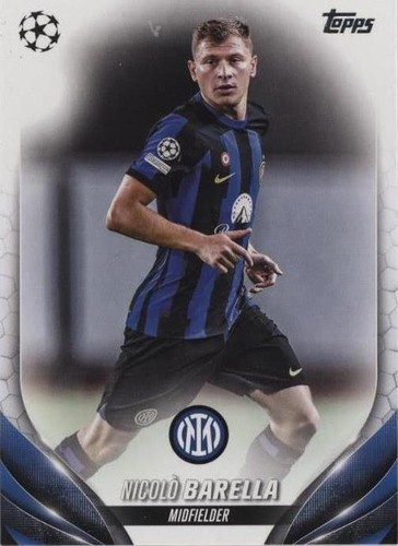 2024 TOPPS CHROME UEFA #51 NICOLO BARELLA AQUA WAVE REFRACTOR FC
