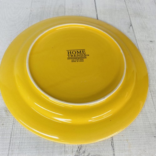 Home Trends HTS16 All Yellow Embossed Rings Center Oven Safe Dinner Plates Set 3 - Picture 4 of 16