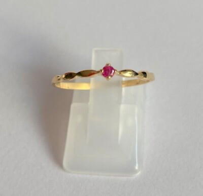 Silberring 925 Silber - Solitärring mit CZ - rot, vergoldet, zart, Gr. 44 bis 64