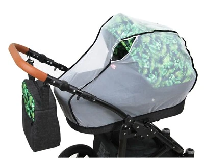 BABYLUX Moskitonetz Fliegennetz Weiß für Kinderwagen Groß mit Reißverschluss Z5
