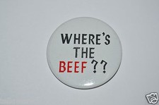 RARE Vintage 1980's Funny "Where's The Beef??" Wendy's Button Pin Shirt Hat VHTF