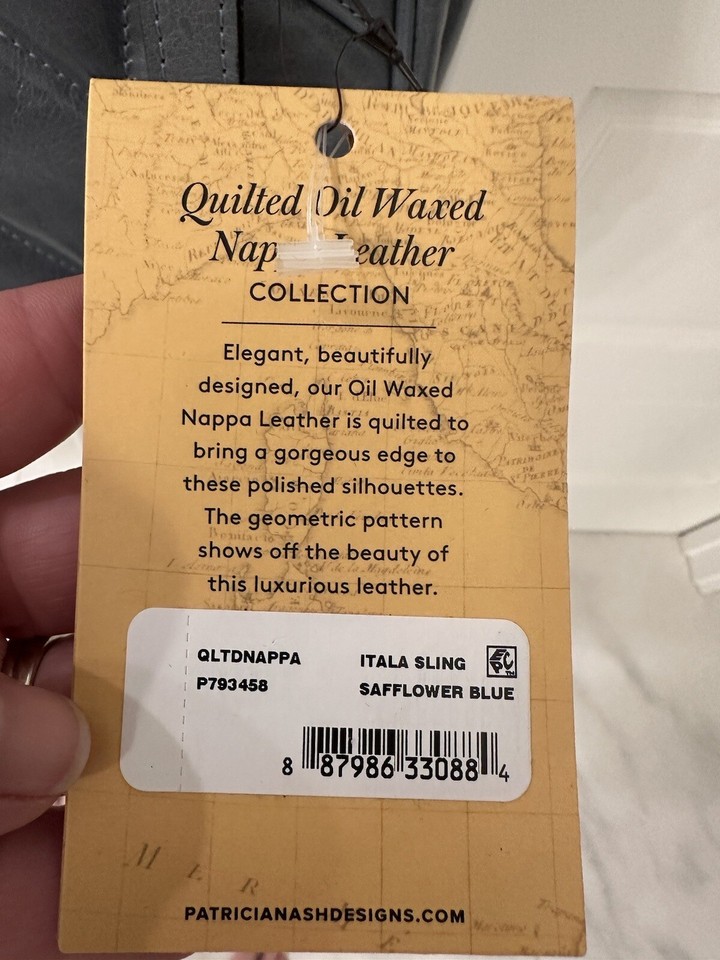 Patricia Nash Quilted Leather Itala Sling Bag Backpack Safflower Blue