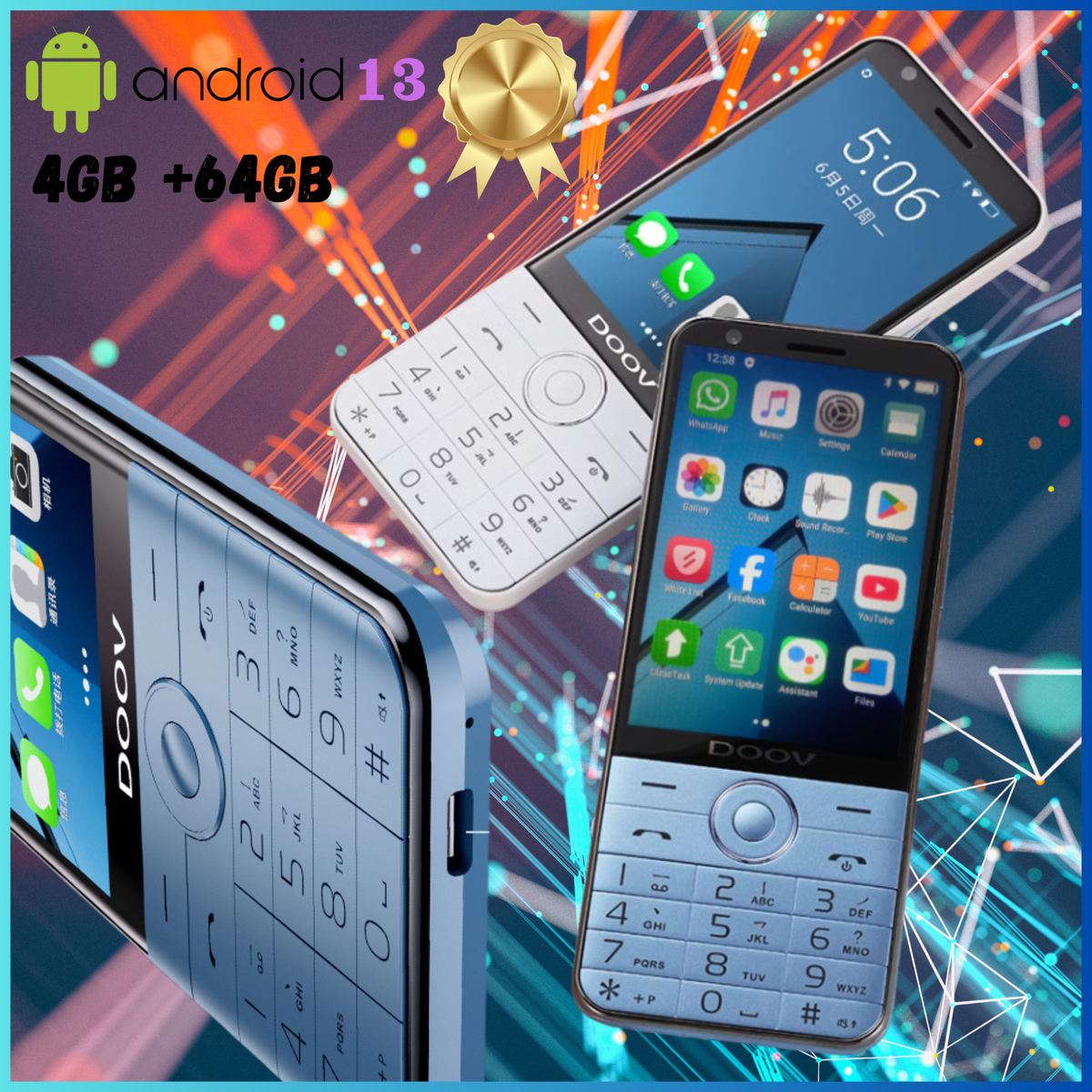 DooV R17 Pro Compact Android Phone – Touchscreen + Keyboard – 4G
