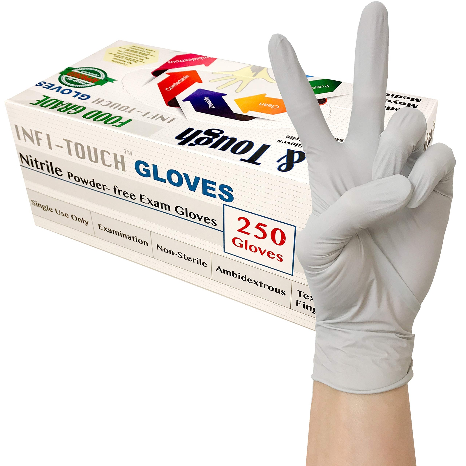 - (250 Count) Food Safe - Lite Duty Nitrile Gloves, Lite & Tough, Disposable ...