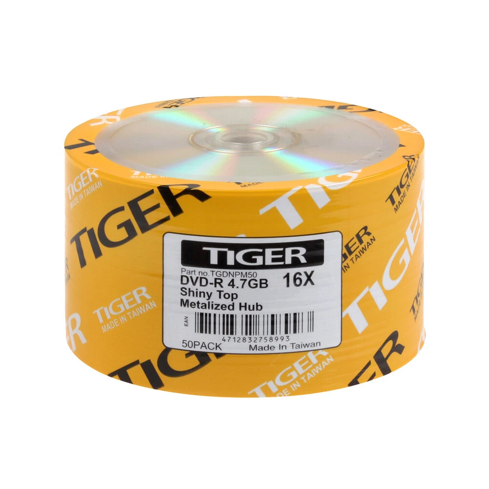 Tiger Branded 16X Shiny Top DVD-R Blank Disc 4.7GB Wholesale Lot Made in Taiwan - Image 2 of 4