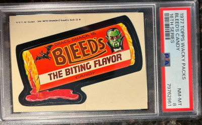 1977 Topps Wacky Packages Bleed's Candy 16th Series PSA 8 NM-MT