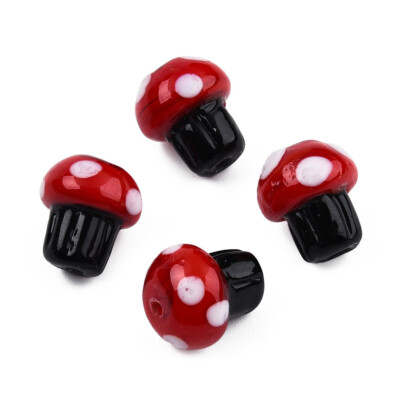25 Stck. Roter Pilz Lampenarbeit Perlen Handarbeit Glatt Zwischenring Lose Perle 14 mm