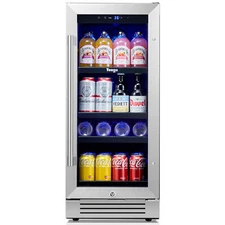 Yeego 15" Beverage Cooler Hold 80 Cans Energy Efficient LED Lights W/Glass Door