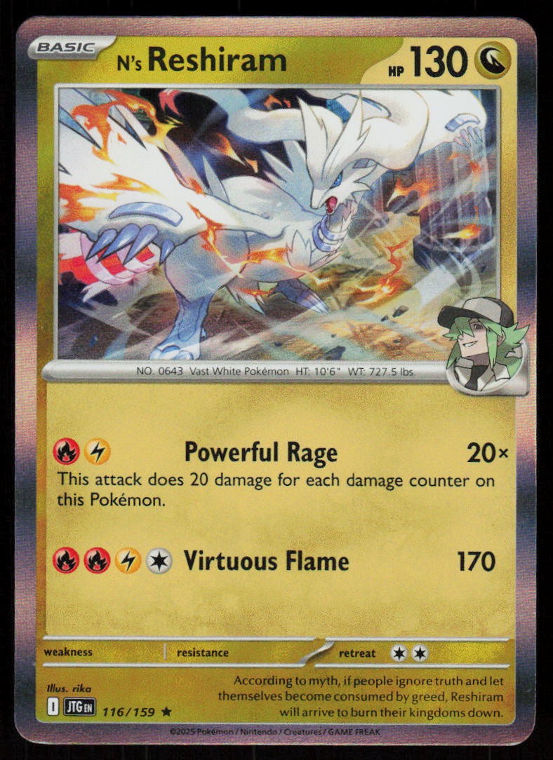 N's Reshiram 116/159 Rare Journey Together Pokemon Holo Near Mint