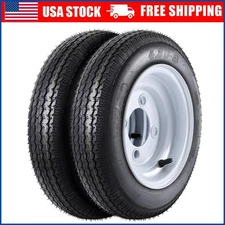 2 Pack 4.80-8 4.80x8 Trailer Tires On Rims 480-8 4.8-8 Load Range C 4 Lug 6-Ply