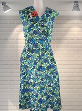 DEADSTOCK Vintage Long Floral Cotton Utility Apron Pinny Overall Coverall XOS