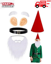 Halloween Dwarf Costumes Set, Gnome Costume Set with Felt Dwarf Hats for Red