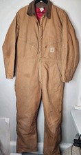 Vtg Carhartt Quilted Lined Insulated Duck Canvas Brown Coveralls BRN Mens 38