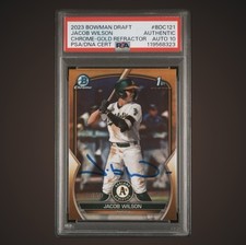 2023 BOWMAN DRAFT CHROME   AUTO GOLD REFRACTOR JACOB WILSON 33/50 PSA AUTO 10