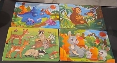 Wooden Jigsaw Puzzles Wellegance Twigs Educational Developing Learning Pack of 4