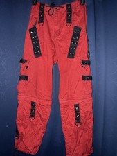Tripp NYC Red Cargo Pants Studded Chain Strap Men's M Punk Gothic Cotton