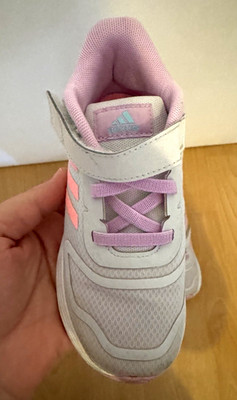 adidas Mädchen Sneaker Low Top Weiß/Rosa Klettverschluss Logo EU 25