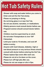 Hot Tub Safety Rules Funny Tin Metal Signs Home D cor 8x12
