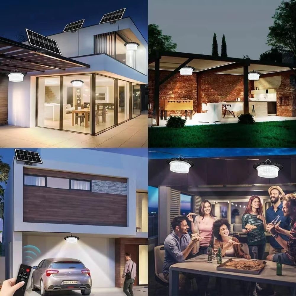 Solar Pendant Light Outdoor&Indoor Hanging Light Waterproof for Barn Shed Garden