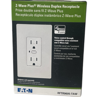 Eaton15A 125V Tamper Resistant Voice Control Z-Wave Smart Outlet RFTR9605-TAW(B)